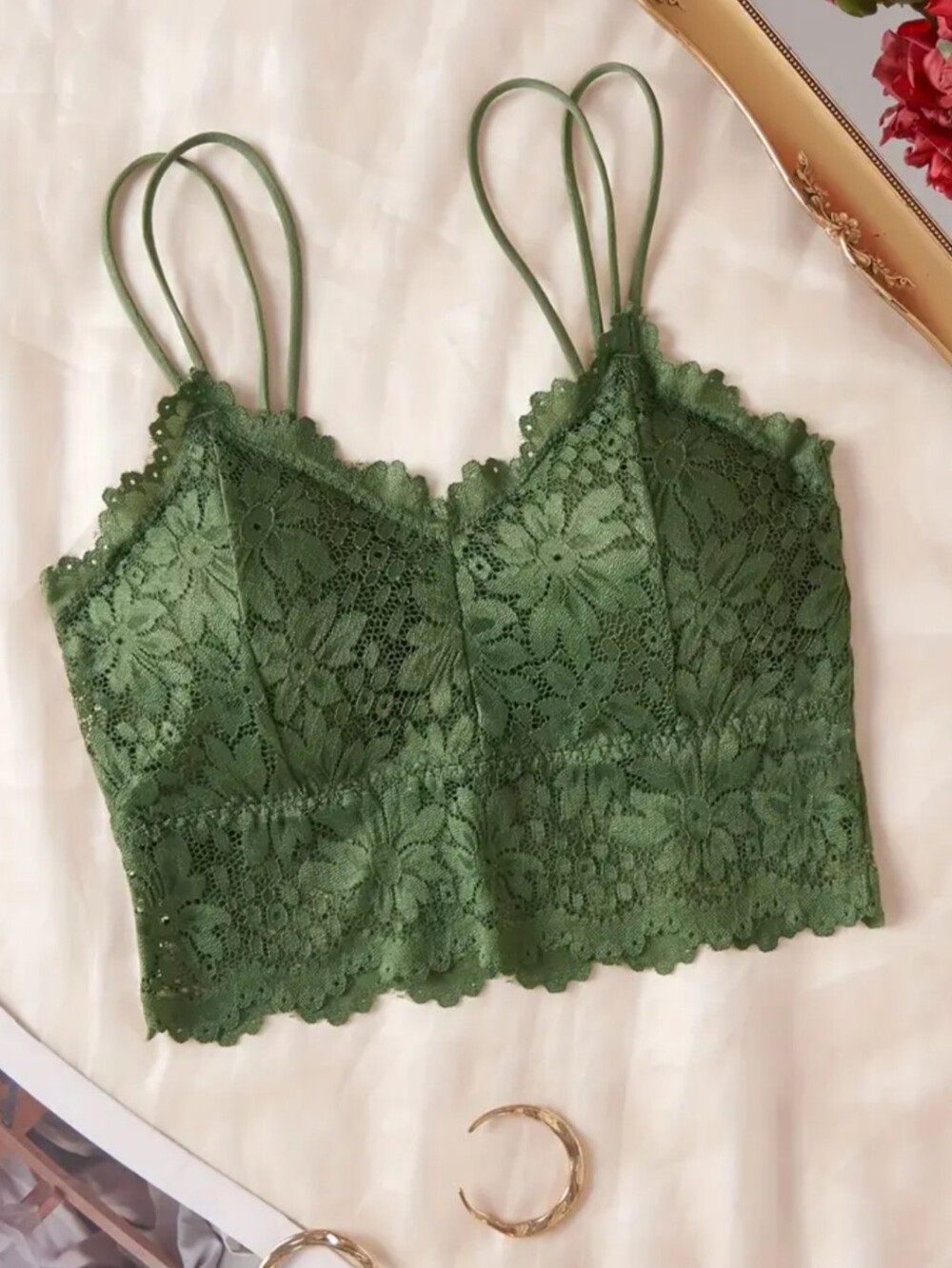 NWT Olive Green Lace Bralette
